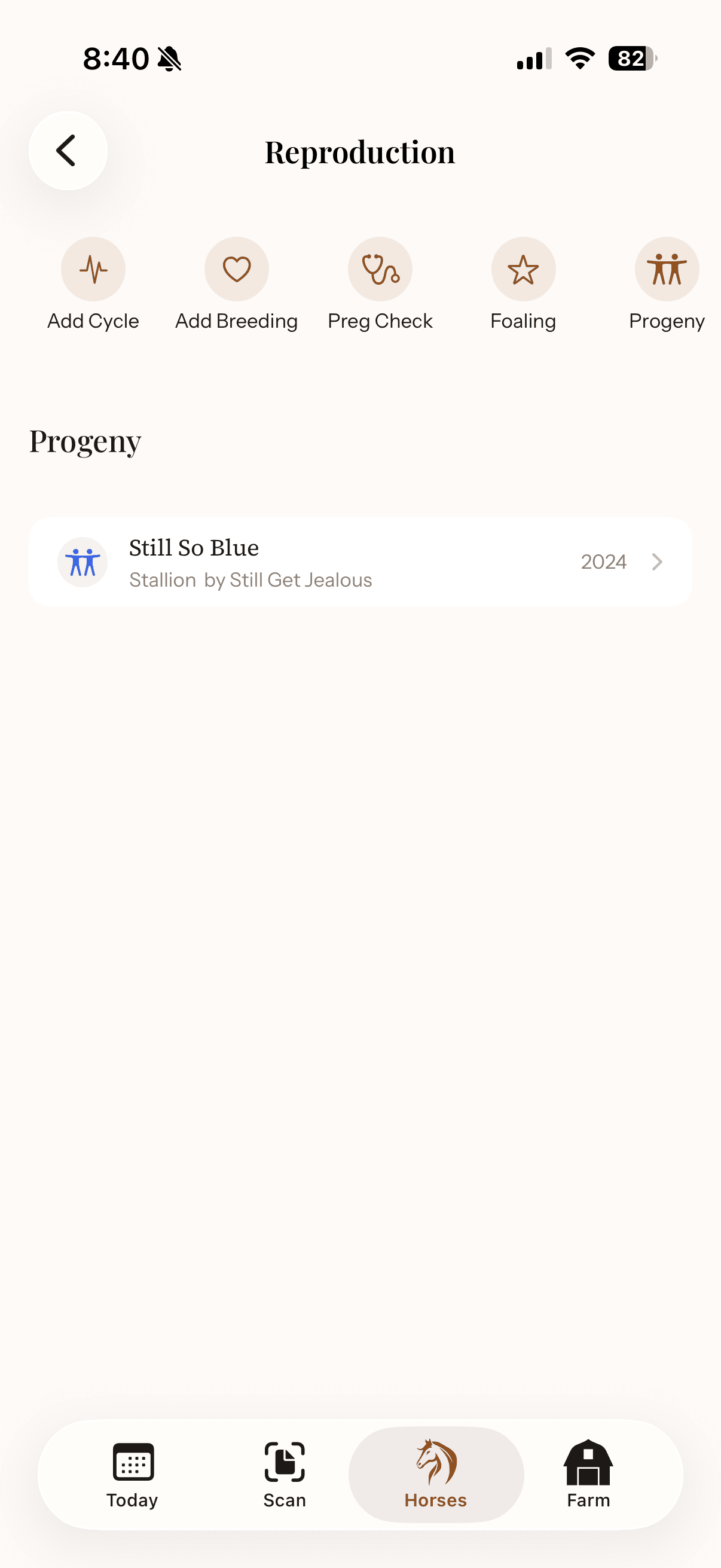 Mare reproduction tracking with breeding records