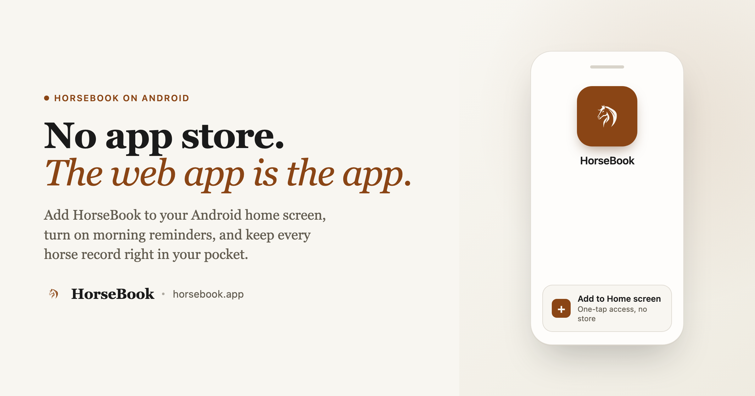 HorseBook on Android: No App Store, Because the Web App Is the App